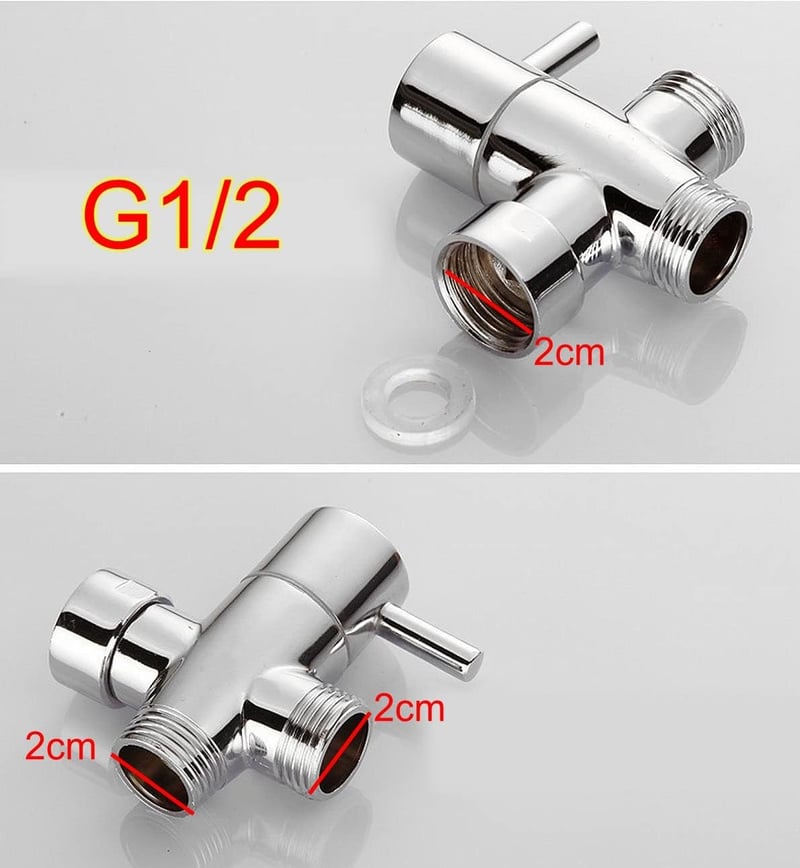 JZK 3 Utas Zuhanyfej Elosztó Szelep 1/2" Réz Zuhanyadapter Vízcsap Osztó