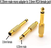 JZK 5db 6.35mm Mono Jack RCA Adapter Aranyozott Audio Konverter Fejhallgatóhoz TV-hez 4