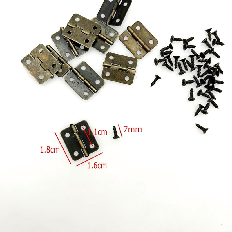 JZK Bronz Mini Zsanérok 10db 18x16mm Fiók és Bútor Zsanér Készlet