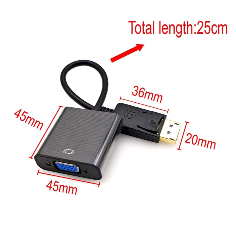 JZK DisplayPort DP - VGA Adapter Kábel, 1080P Aranyozott Egyirányú Átalakító Lenovo Dell HP ASUS Laptopokhoz és Monitorokhoz, 25 cm