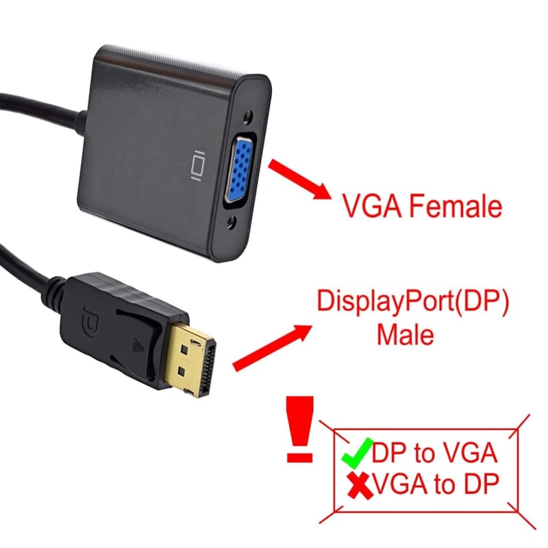 JZK DisplayPort DP - VGA Adapter Kábel, 1080P Aranyozott Egyirányú Átalakító Lenovo Dell HP ASUS Laptopokhoz és Monitorokhoz, 25 cm