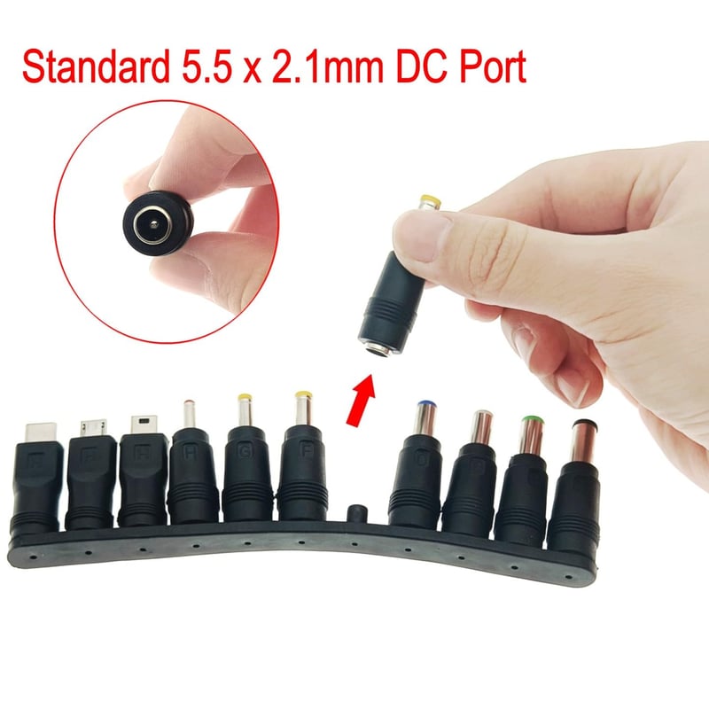 JZK Univerzális USB-DC Kábel 11 Cserélhető Adapterrel - 5.5x2.1mm - Laptop, Router, LED Eszközök, Töltők Kompatibilis Csatlakozókészlet