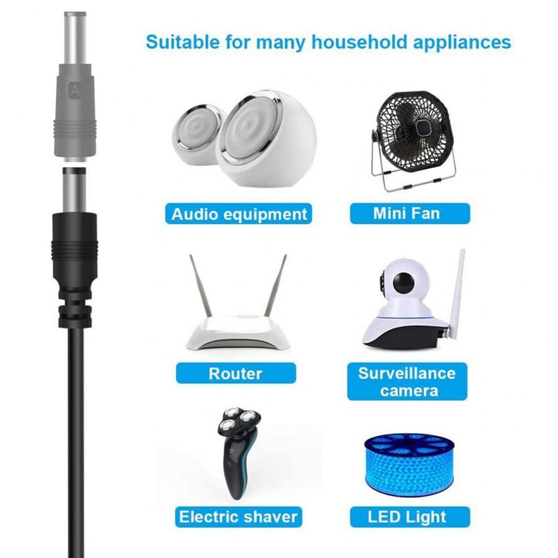 JZK Univerzális USB-DC Kábel 11 Cserélhető Adapterrel - 5.5x2.1mm - Laptop, Router, LED Eszközök, Töltők Kompatibilis Csatlakozókészlet