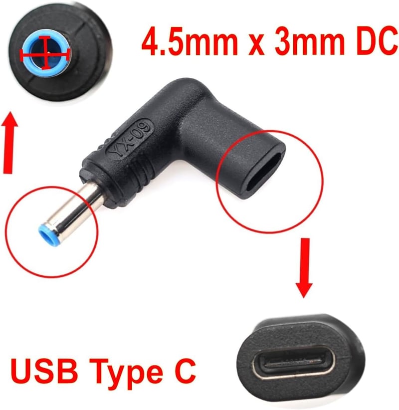 JZK USB-C to DC 4.5x3.0mm adapter HP laptophoz, 20V PD töltő konverter