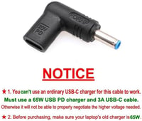 JZK USB-C to DC 4.5x3.0mm adapter HP laptophoz, 20V PD töltő konverter 2