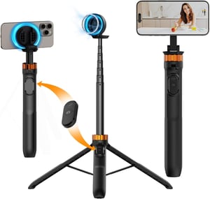 Magnetická selfie tyč K&F Concept MS19 so statívom a odnímateľným diaľkovým ovládačom, 162 cm – čierna