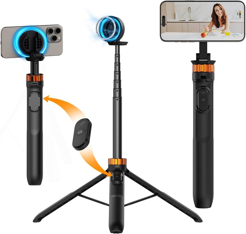 K&F Concept MS19 mágneses szelfibot állvánnyal és levehető távvezérlővel, 162 cm - fekete