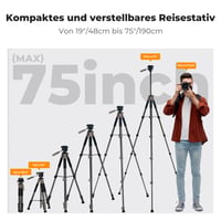 Hliníkový statív na fotoaparát K&F Concept 190 cm s prenosnou taškou, ľahký fotostatív pre mobilný telefón a fotoaparát 4