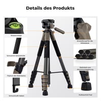 Hliníkový statív na fotoaparát K&F Concept 190 cm s prenosnou taškou, ľahký fotostatív pre mobilný telefón a fotoaparát 9