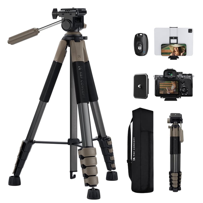 Hliníkový statív na fotoaparát K&F Concept 190 cm s prenosnou taškou, ľahký fotostatív pre mobilný telefón a fotoaparát