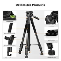 Hliníkový kamerový statív K&F Concept 190 cm, ľahký tripod s prenosnou taškou 9