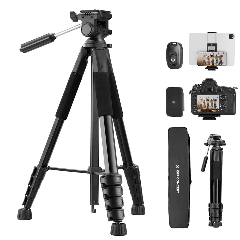 Hliníkový kamerový statív K&F Concept 190 cm, ľahký tripod s prenosnou taškou