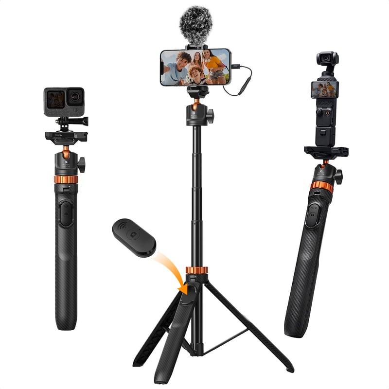Hliníkový selfie stick a statív na smartfón K&F Concept, 158 cm, tripod na smartfón