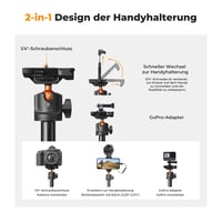 Hliníkový selfie stick a statív na smartfón K&F Concept, 158 cm, tripod na smartfón 3