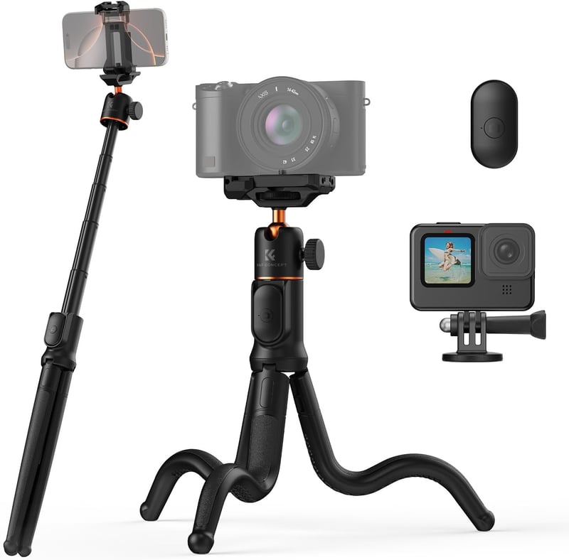 K&F CONCEPT Flexibilis Telefon Tripod Selfie Stick Távirányítóval iPhone Samsung - 60 cm