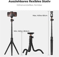 K&F CONCEPT Flexibilis Telefon Tripod Selfie Stick Távirányítóval iPhone Samsung - 60 cm 3