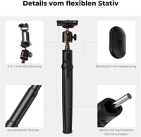 K&F CONCEPT Flexibilis Telefon Tripod Selfie Stick Távirányítóval iPhone Samsung - 60 cm 2