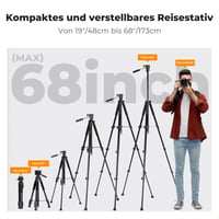 K&F CONCEPT S254A3 Könnyű Kamera Tripod 172cm, Telefontartóval és Táskával - 172 cm, With 2-in-1 holder 4