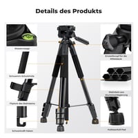 K&F CONCEPT S254A3 Könnyű Kamera Tripod 172cm, Telefontartóval és Táskával - 172 cm, With 2-in-1 holder 9
