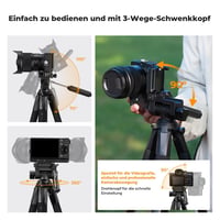 K&F CONCEPT S254A3 Könnyű Kamera Tripod 172cm, Telefontartóval és Táskával - 172 cm, With 2-in-1 holder 6