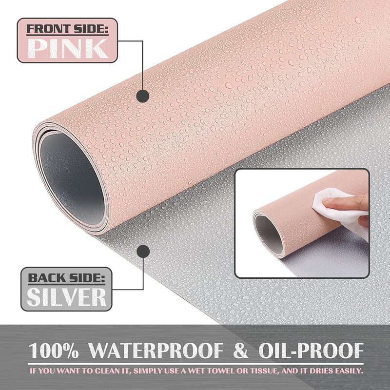 K KNODEL Asztalpad 90x43cm PVC Vízálló Kétoldalas Rózsaszín/Ezüst