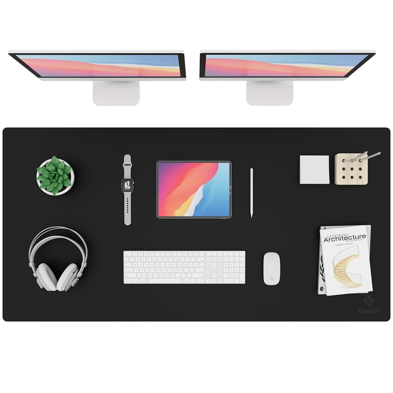 Podložka na písací stôl KNODEL 60x120 cm čierna – veľká podložka pod myš, ochranná podložka na stôl, protišmyková krycia podložka na stôl k PC
