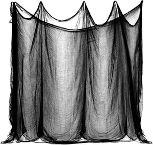 Decor Halloween K KUMEED, Cale de masă din material textil negru, 10x2,15m