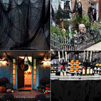 K KUMEED Halloween Dekoráció Fekete Textil Futó 10x2,15m 6
