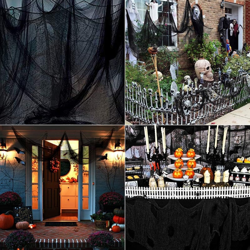 K KUMEED Halloween Dekoráció Fekete Textil Futó 10x2,15m
