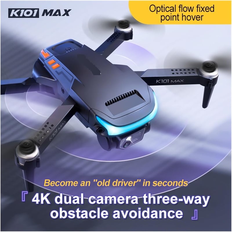 K101 Max WiFi FPV 4K HD Összecsukható Drón Kettős Kamera RC Quadcopter Gyerekeknek