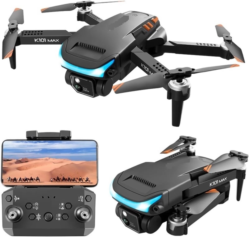 K101 Max WiFi FPV 4K HD Összecsukható Drón Kettős Kamera RC Quadcopter Gyerekeknek