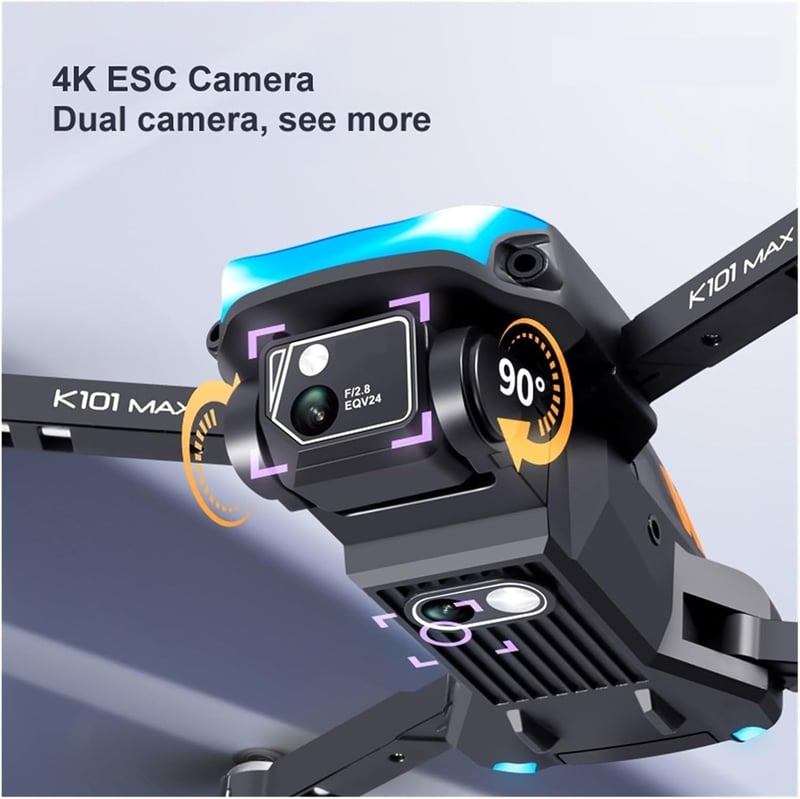 K101 Max WiFi FPV 4K HD Összecsukható Drón Kettős Kamera RC Quadcopter Gyerekeknek