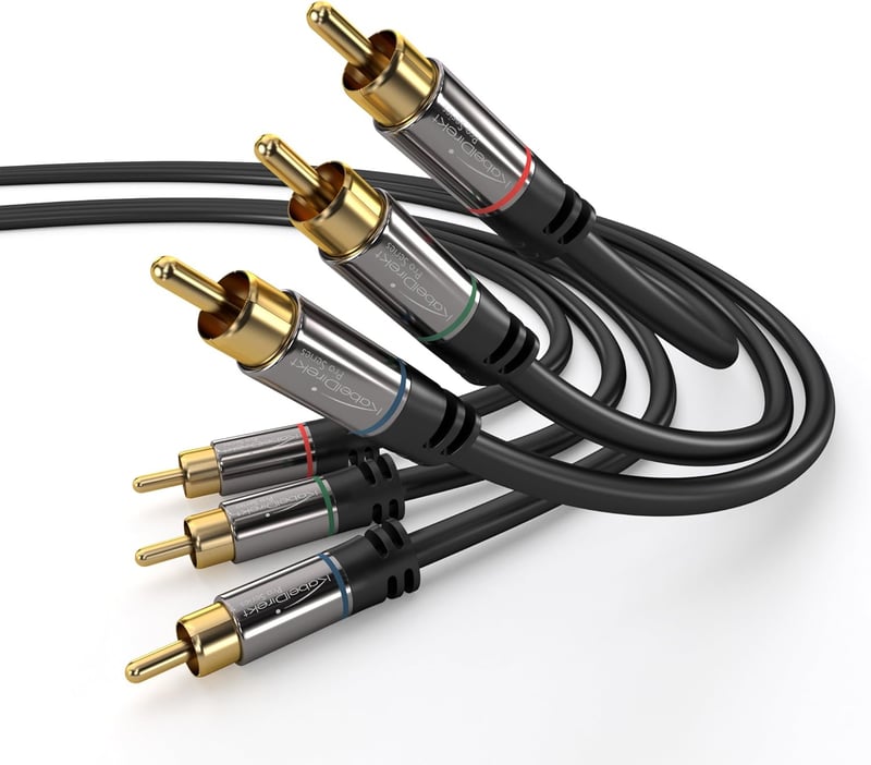 KabelDirekt 1m komponens kábel 3x RCA csatlakozó FullHD 1080i PRO - 1 m, Single