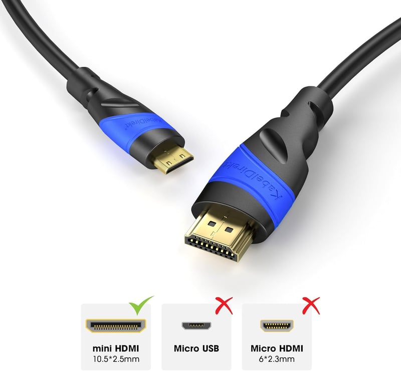 KabelDirekt 5m Mini HDMI - HDMI kábel 4K@60Hz, HDMI 2.0a