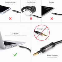 Optický audio kábel KabelDirekt Mini Toslink 1 m s nylonovým opletením – digitálny prenos zvuku 7