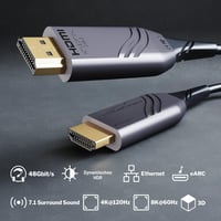 Kábel optický HDMI 2.1b 8K KabelDirekt – 10 m – certifikovaný 48G, vysokorýchlostný digitálny audio a video kábel 2