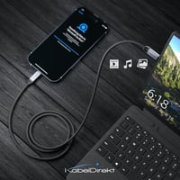 Nabíjací a dátový kábel KabelDirekt USB-C, 60 W, USB 2.0, nylonové opletenie – čierny – 3 m 4