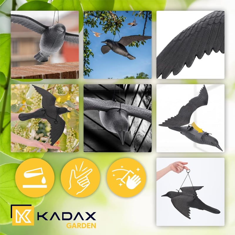 KADAX 2 db Fekete Hollóalak Madárriasztó Galamb és Varjú Elleni Félelmet Keltő Figura