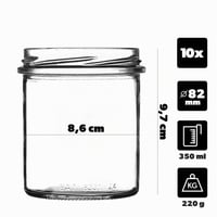 Set 10 Borcane pentru Conserve KADAX 350 ml, cu Capac cu Filet TO82 Alb/Albastru, Borcan Ermetic pentru Dulceață, Miere, Mason Jar 2