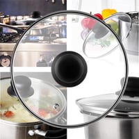 KADAX Hőálló Üvegfedő Műanyag Fogantyúval, 30 cm-es Kerek Univerzális Edényfedő Gőzkieresztő Nyílással, Serpenyőkhöz és Lábasokhoz 5