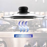 KADAX Hőálló Üvegfedő Műanyag Fogantyúval, 30 cm-es Kerek Univerzális Edényfedő Gőzkieresztő Nyílással, Serpenyőkhöz és Lábasokhoz 4