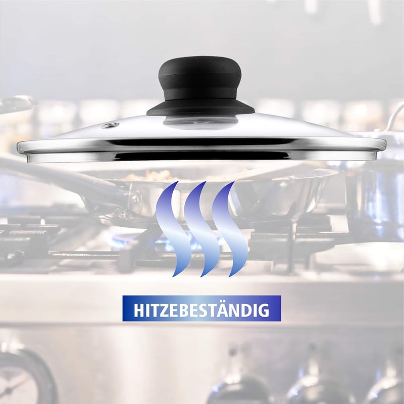 KADAX Hőálló Üvegfedő Műanyag Fogantyúval, 30 cm-es Kerek Univerzális Edényfedő Gőzkieresztő Nyílással, Serpenyőkhöz és Lábasokhoz