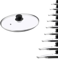 KADAX Hőálló Üvegfedő Műanyag Fogantyúval, 30 cm-es Kerek Univerzális Edényfedő Gőzkieresztő Nyílással, Serpenyőkhöz és Lábasokhoz 1