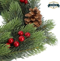 KADAX Karácsonyi Ajtókoszorú 45 cm - PE Műanyag Fenyőkoszorú Dekorációval, Időjárásálló Adventi Koszorú Asztalra, Ajtóra, Anna Modell 6