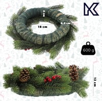 KADAX Karácsonyi Ajtókoszorú 45 cm - PE Műanyag Fenyőkoszorú Dekorációval, Időjárásálló Adventi Koszorú Asztalra, Ajtóra, Anna Modell 3