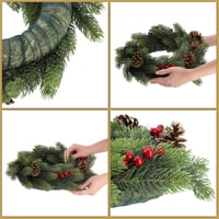KADAX Karácsonyi Ajtókoszorú 45 cm - PE Műanyag Fenyőkoszorú Dekorációval, Időjárásálló Adventi Koszorú Asztalra, Ajtóra, Anna Modell 4