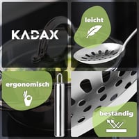 KADAX Rozsdamentes Acél Szűrőkanál - Ovális Nyéllel és Akasztóval Ellátott Konyhai Eszköz Tésztához, Ezüst Színű 7