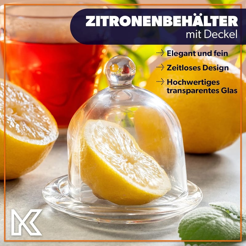 KADAX Üveg Citromos Tál Fedővel, Élelmiszer Tároló Kupola Kerek Forma