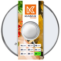 KADAX Sklenená pokrievka s priemerom 30 cm so strieborným úchytom, žiaruvzdorná, s otvorom na odvod pary, univerzálna pokrievka na hrnce a panvice, priehľadná 1
