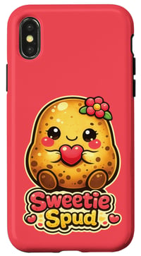 Darčeky KAEDAM: Obal s motívom zlatej kawaii zemiakovej grafiky pre iPhone X/XS 1